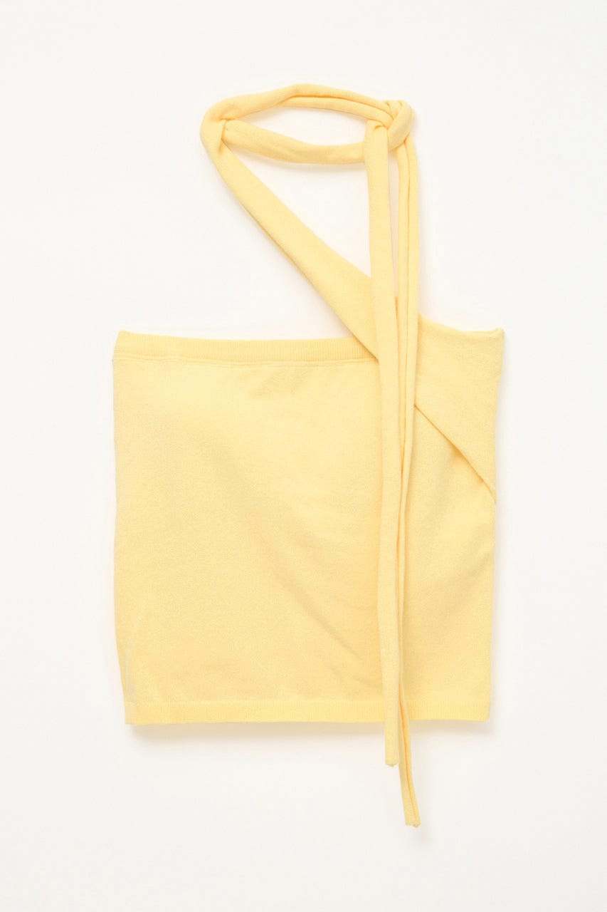 ONE SIDE TIE ニット L/YEL FREE