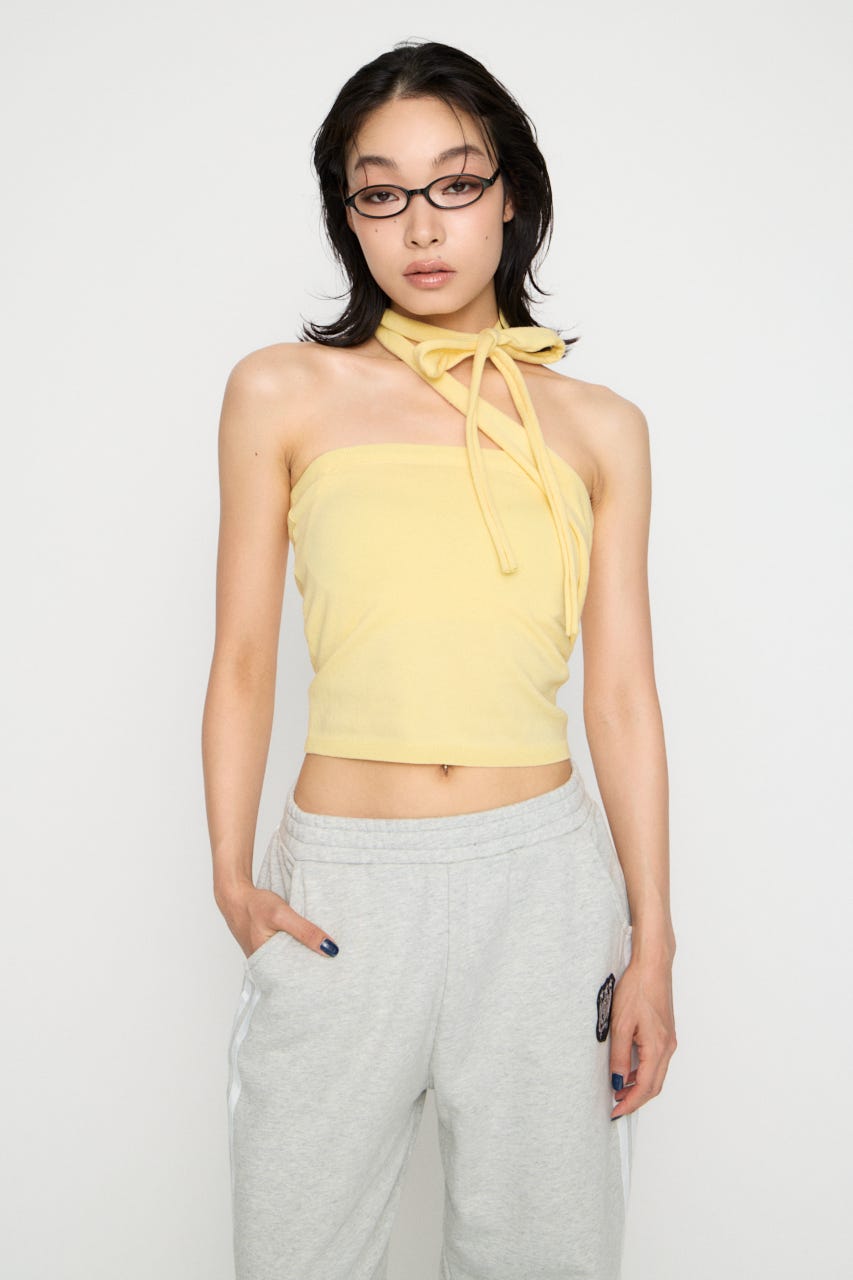 ONE SIDE TIE ニット L/YEL FREE