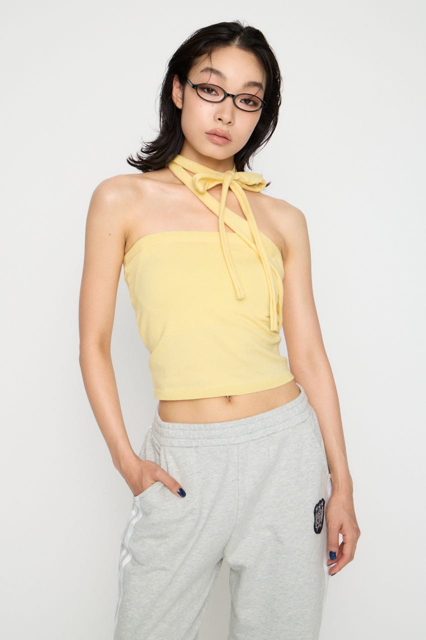 ONE SIDE TIE ニット L/YEL FREE