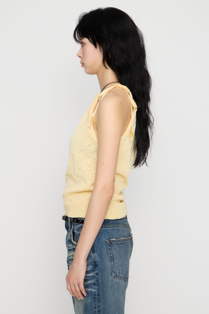 STRING BEADS ニット L/YEL FREE