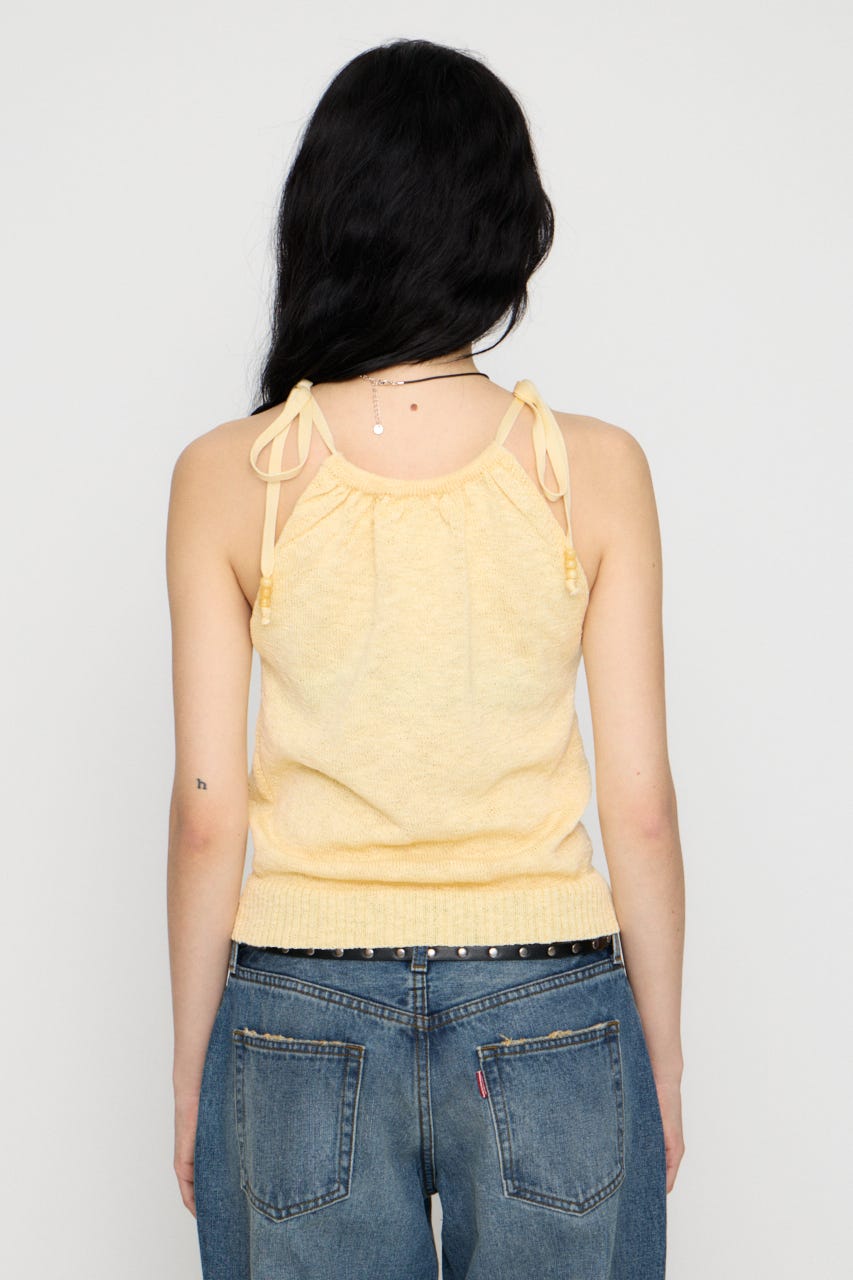 STRING BEADS ニット L/YEL FREE