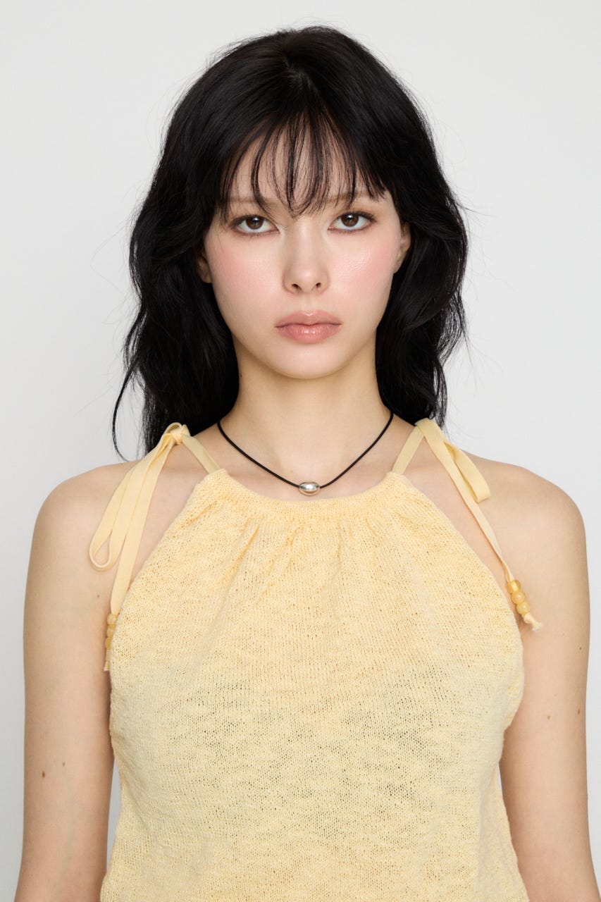 STRING BEADS ニット L/YEL FREE
