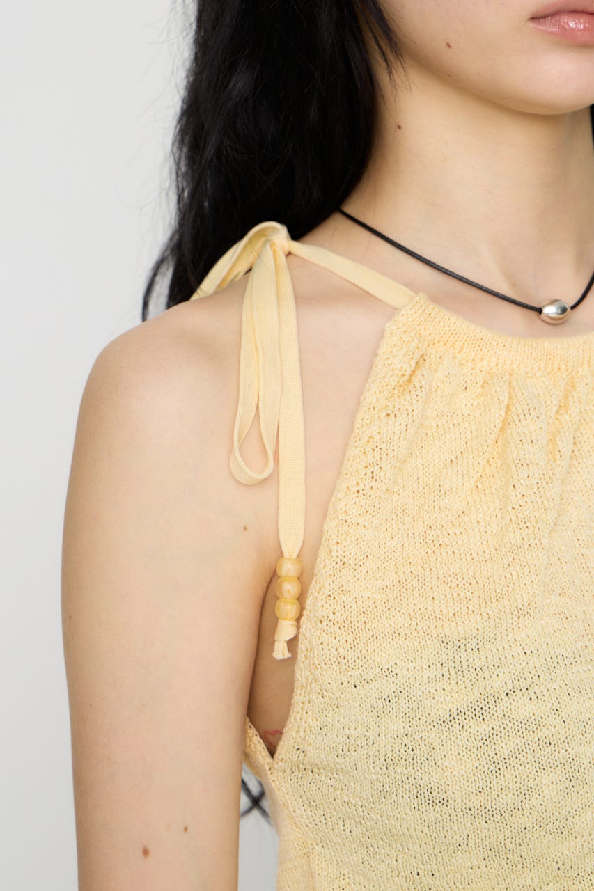 STRING BEADS ニット L/YEL FREE