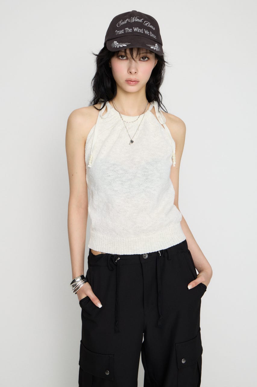 STRING BEADS ニット WHT FREE