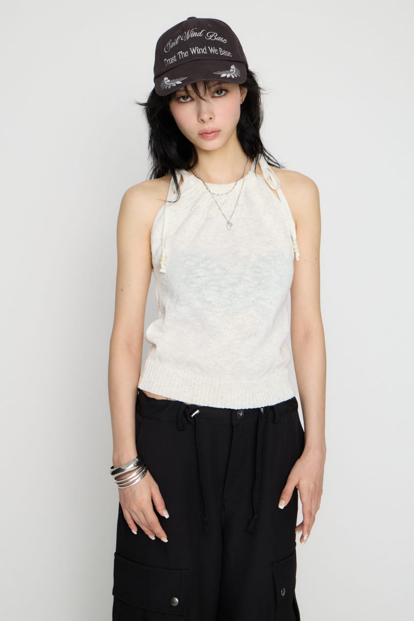 STRING BEADS ニット WHT FREE