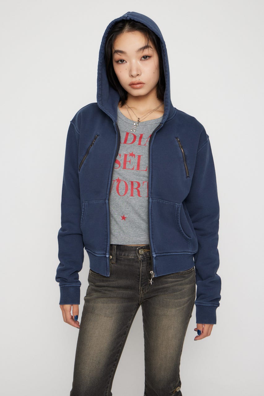 STAR CHARM ZIP パーカー NVY FREE
