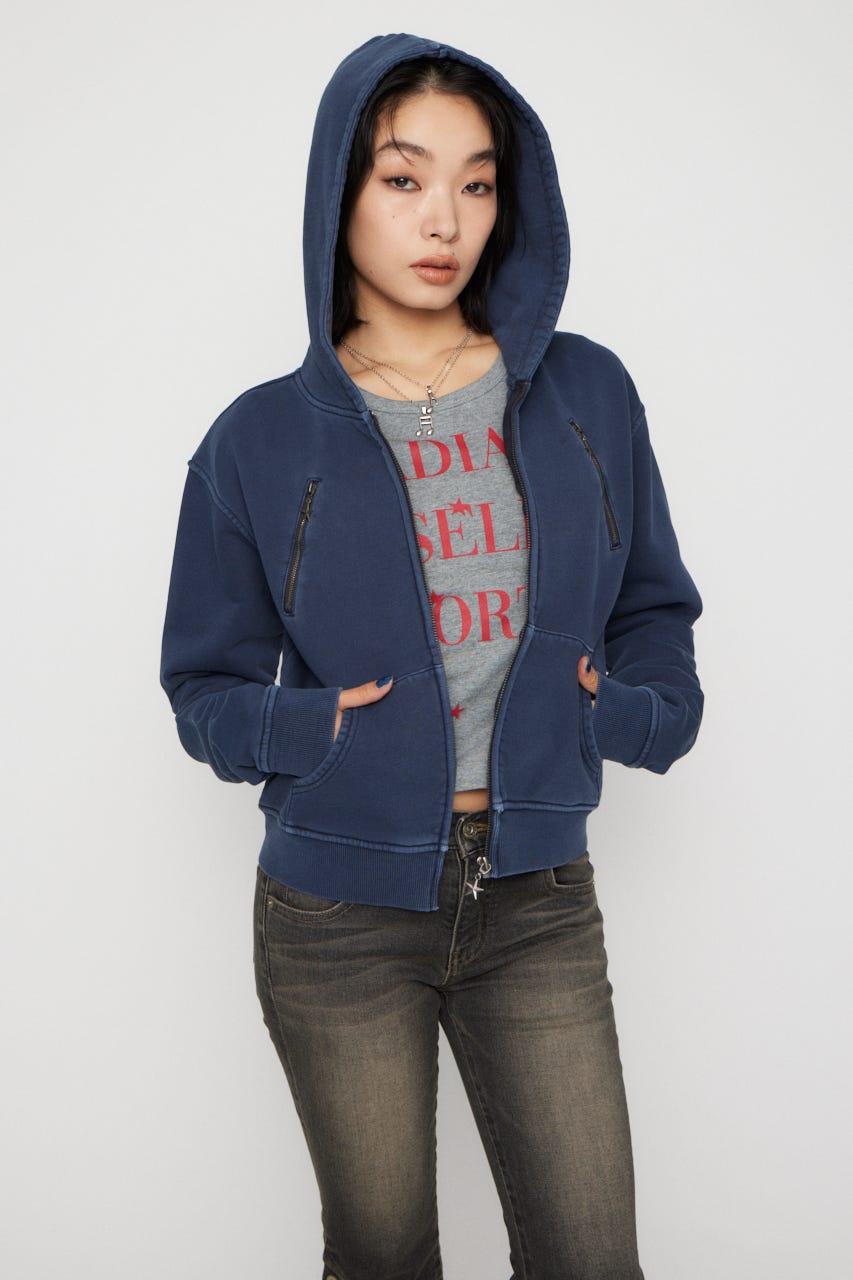 STAR CHARM ZIP パーカー NVY FREE