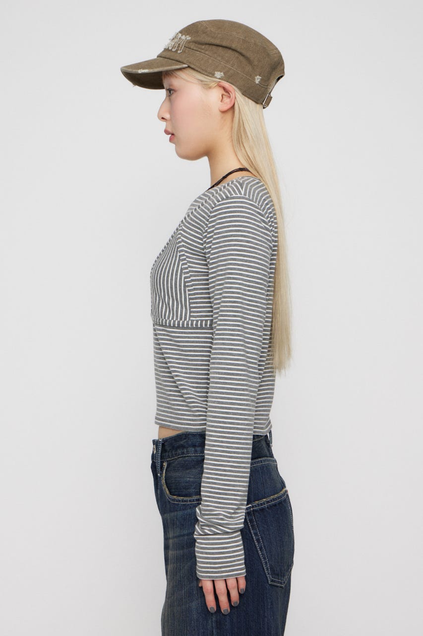 BUSTIER PATCH ロングスリーブＴシャツ GRY FREE