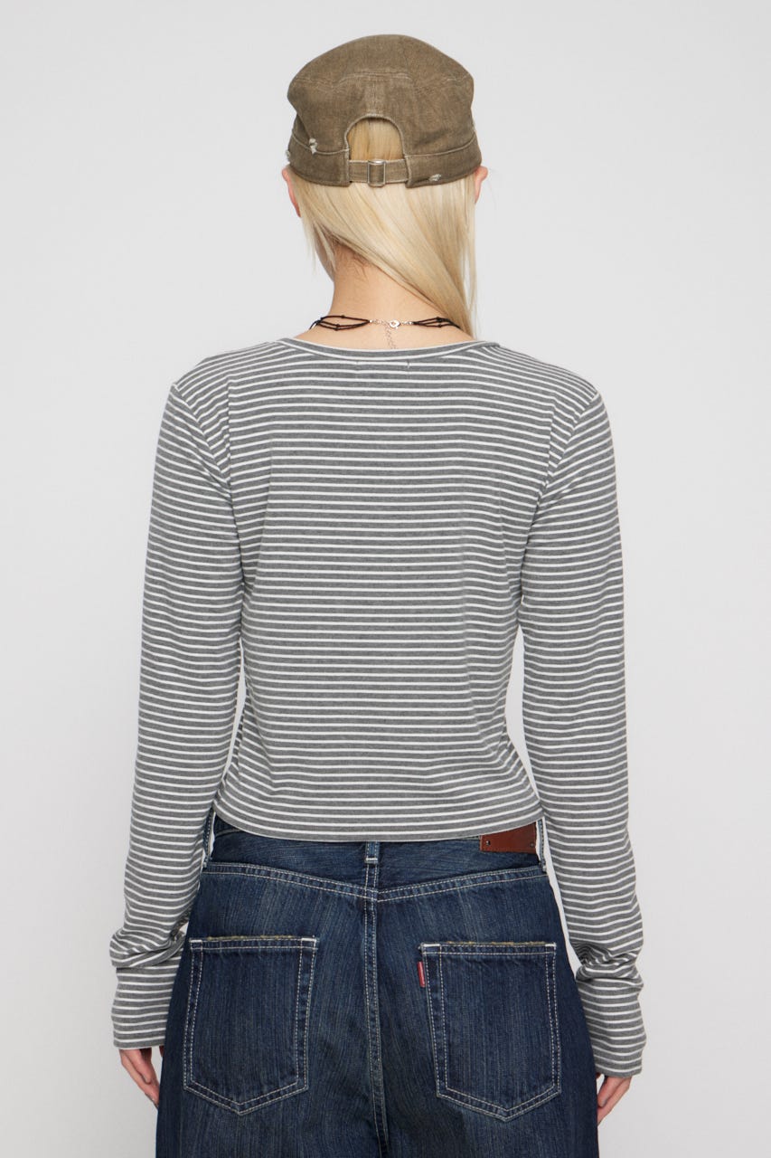 BUSTIER PATCH ロングスリーブＴシャツ GRY FREE