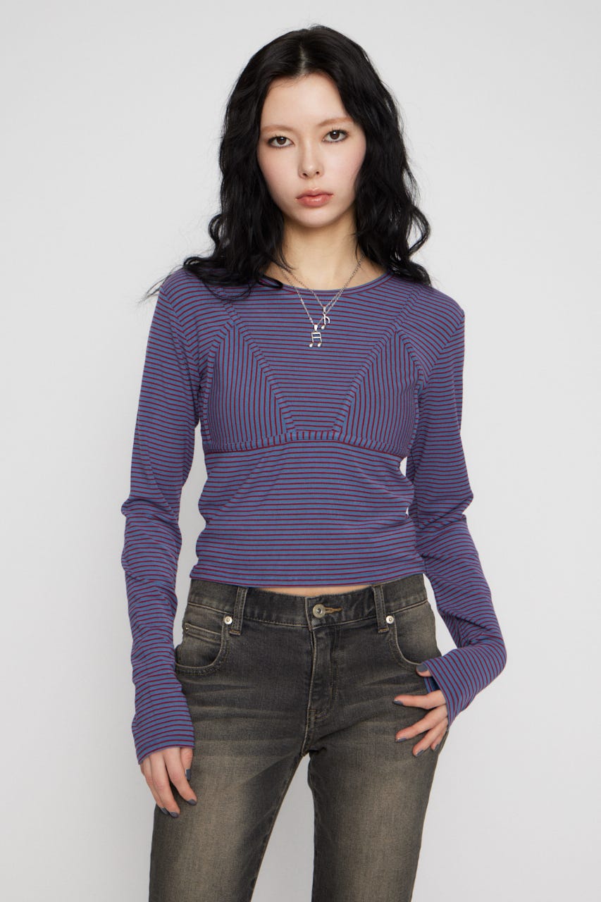 BUSTIER PATCH ロングスリーブＴシャツ L/BLU FREE