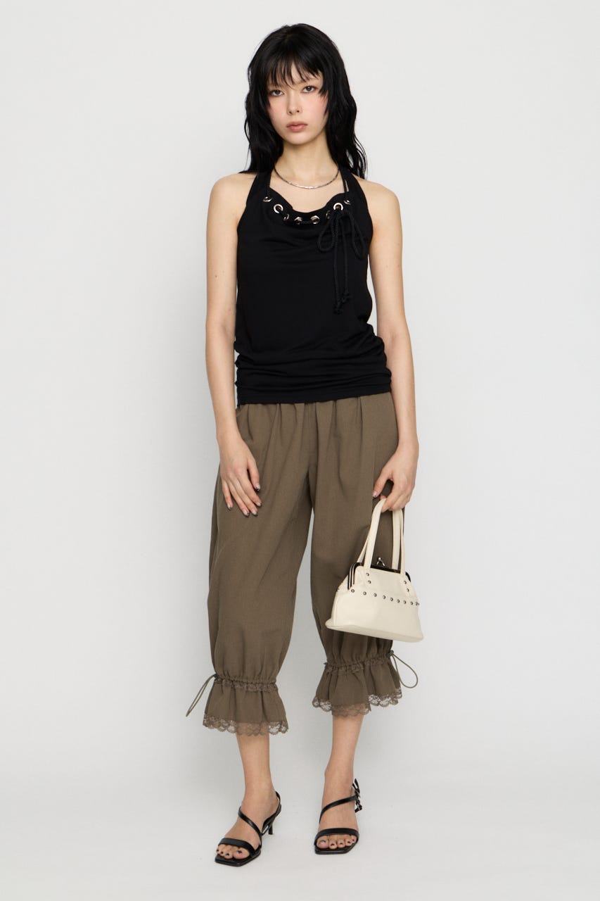 HALTER NECK RING トップス BLK FREE