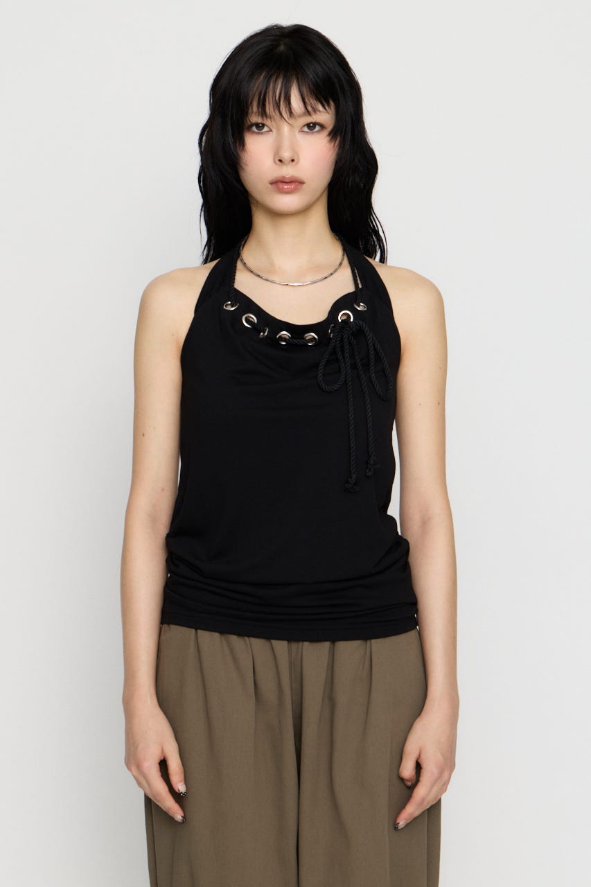 HALTER NECK RING トップス BLK FREE