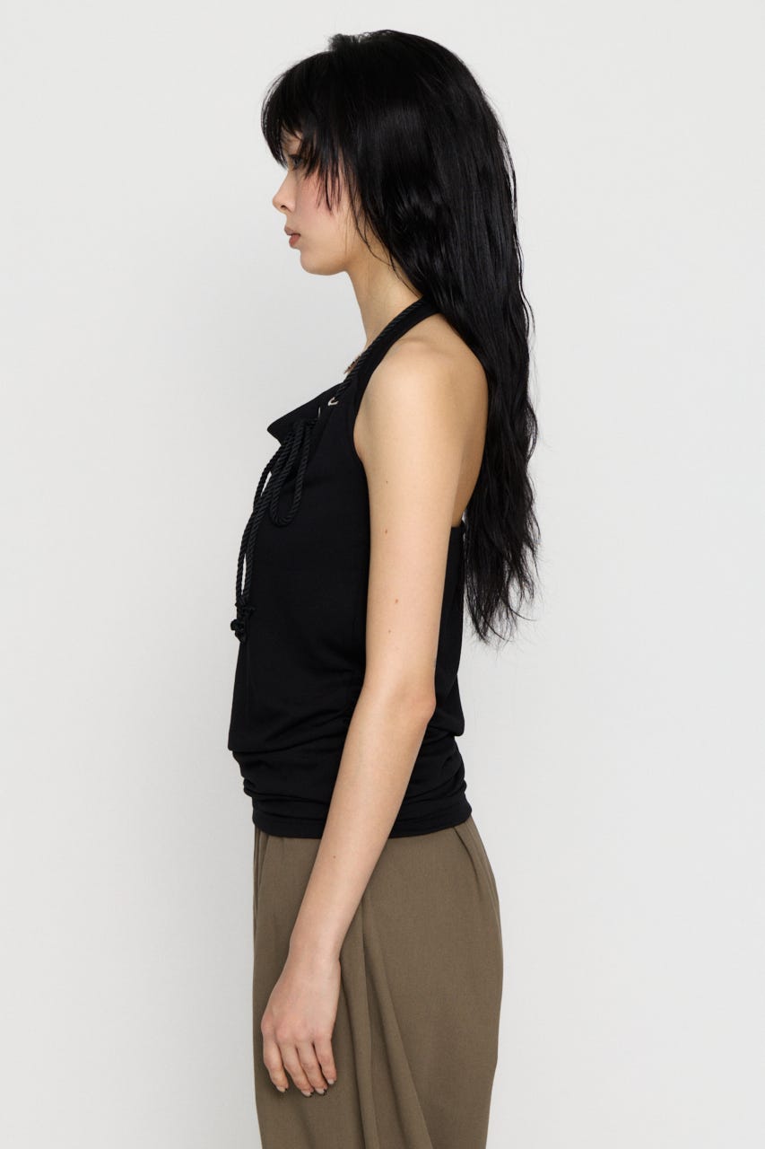 HALTER NECK RING トップス BLK FREE
