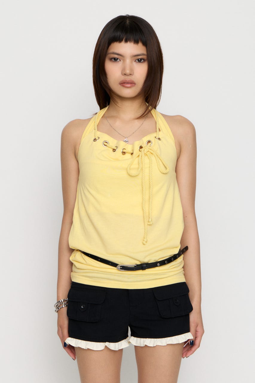 HALTER NECK RING トップス L/YEL FREE