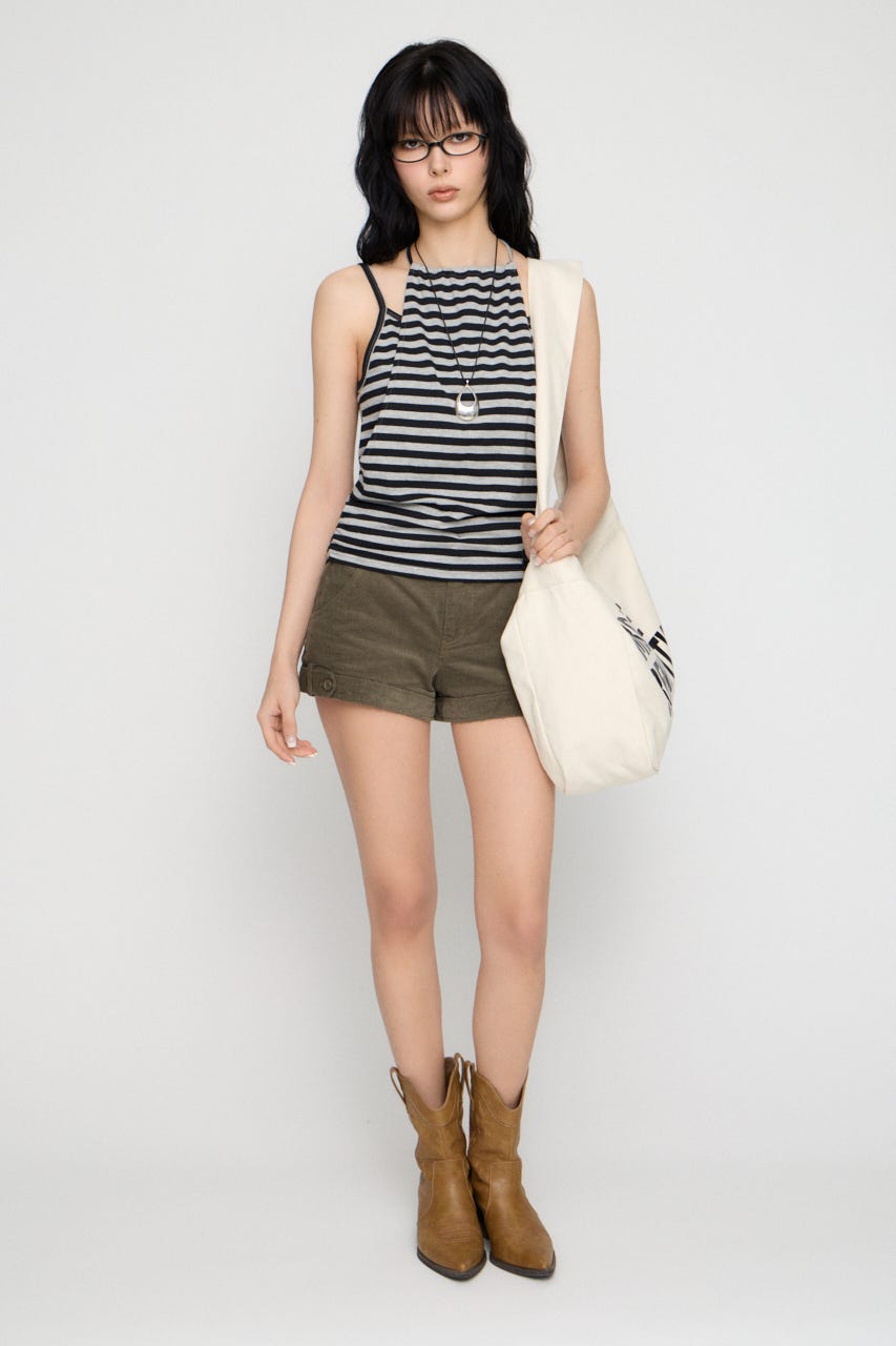 LAYERED HALTER トップス BLK FREE