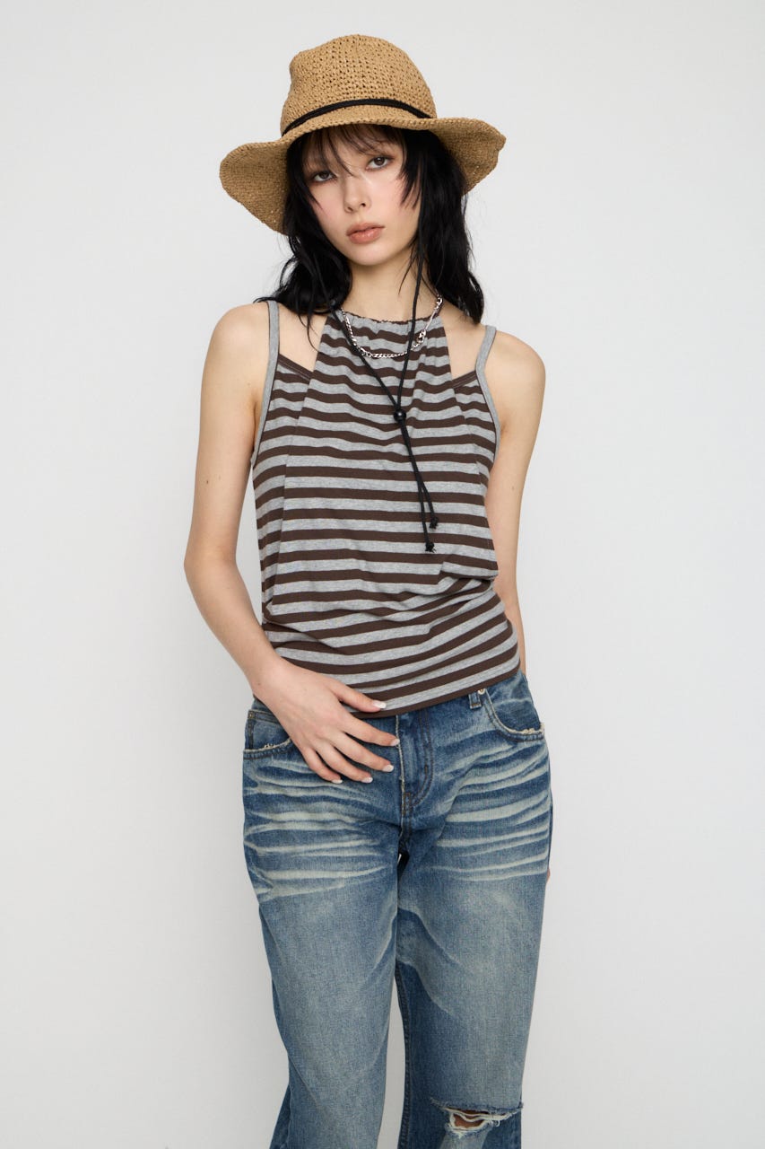 LAYERED HALTER トップス KHA FREE