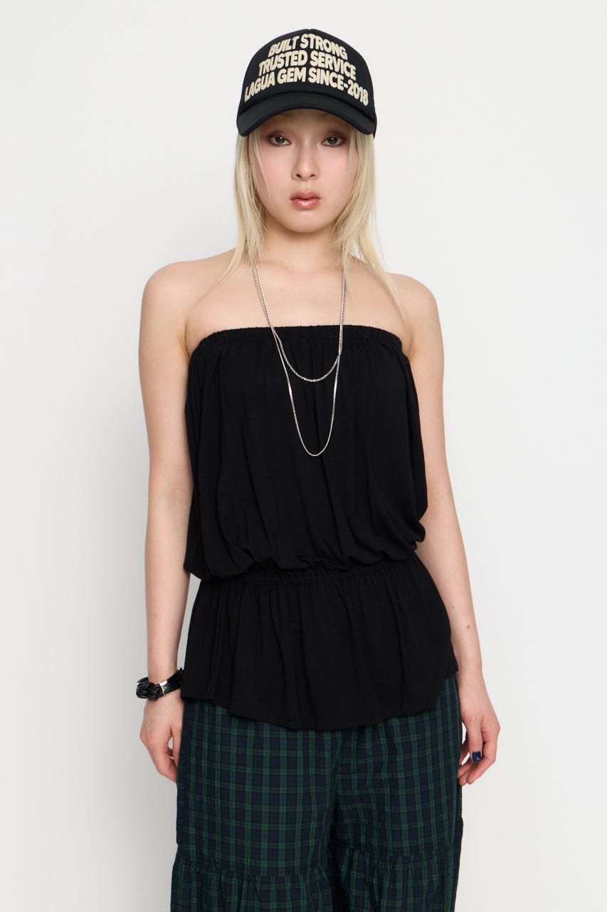 PEPLUM CUP BARE チュニック BLK FREE