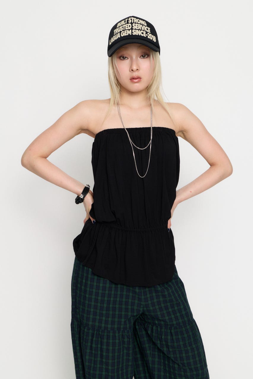 PEPLUM CUP BARE チュニック BLK FREE