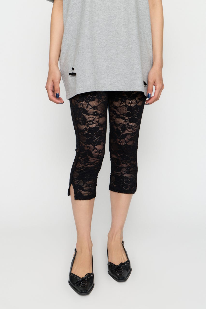 MESH LACE CAPRI レギンス BLK FREE