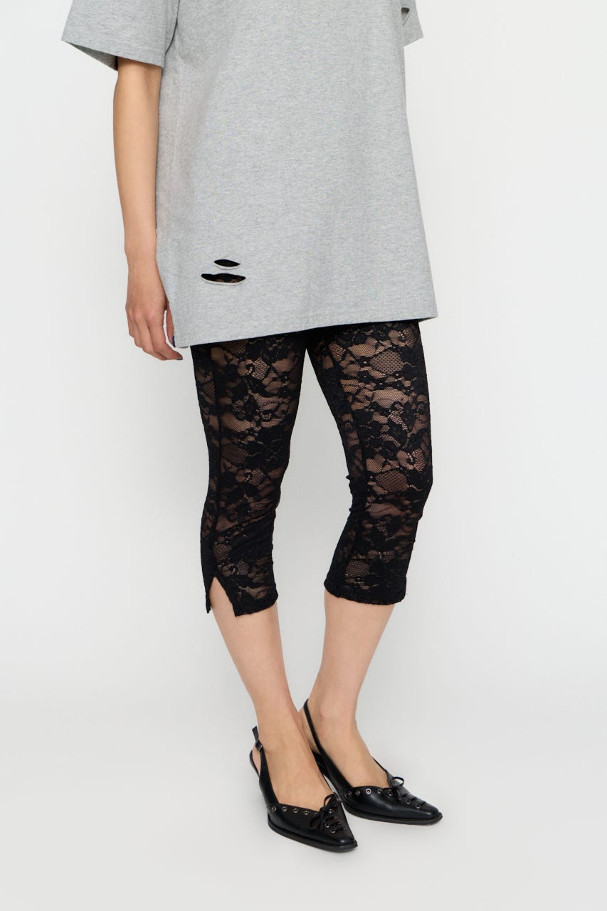 MESH LACE CAPRI レギンス BLK FREE