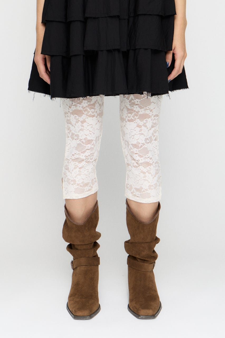 MESH LACE CAPRI レギンス O/WHT FREE
