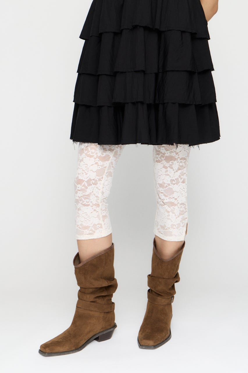 MESH LACE CAPRI レギンス O/WHT FREE