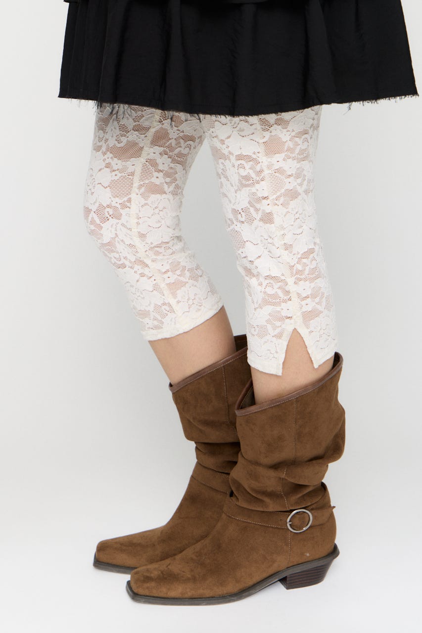 MESH LACE CAPRI レギンス O/WHT FREE
