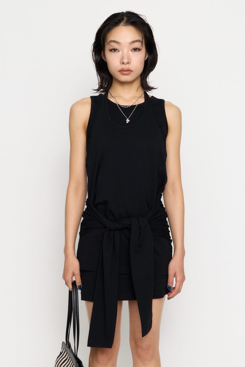 LAYERED HALTER NECK ワンピース BLK S