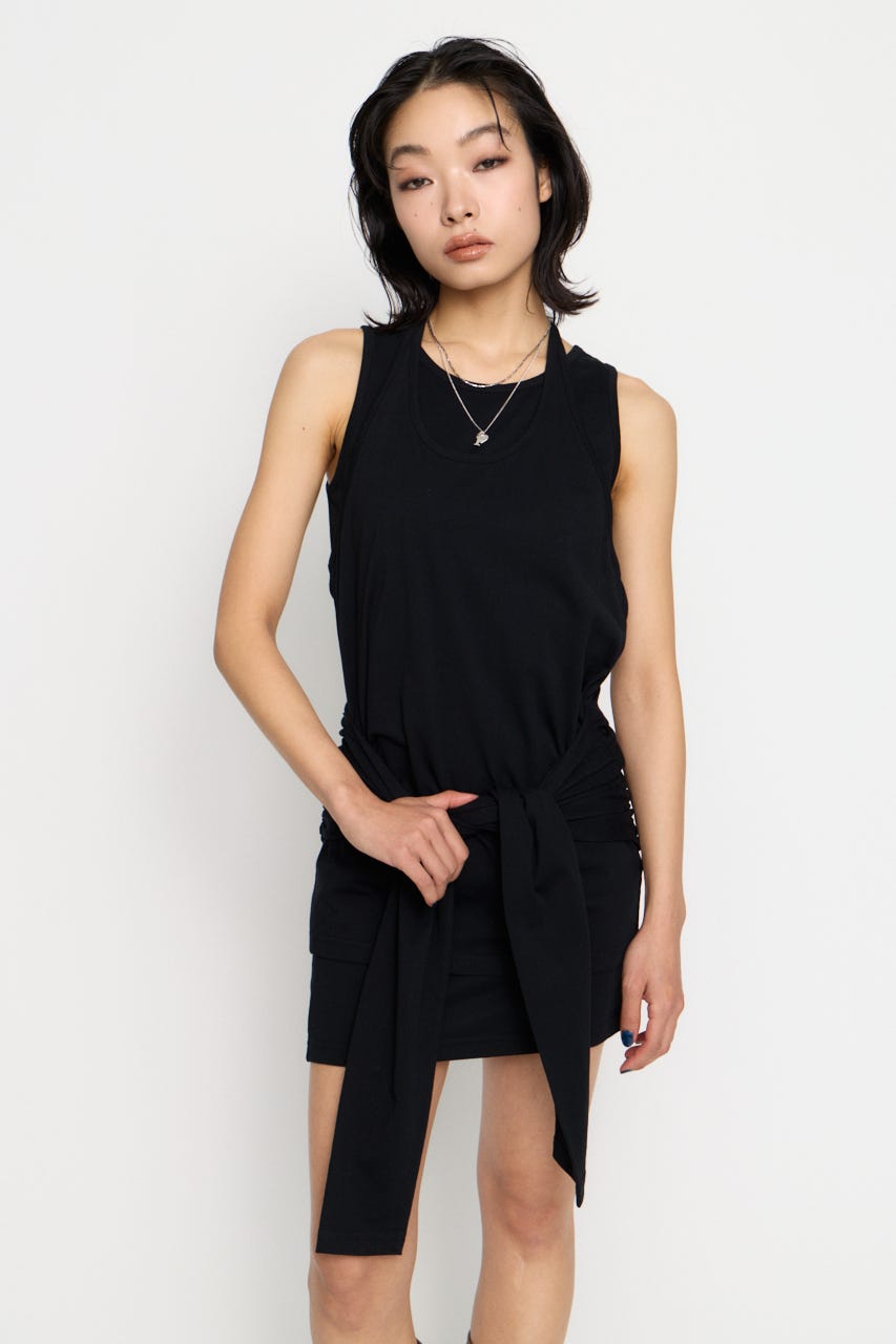 LAYERED HALTER NECK ワンピース BLK S