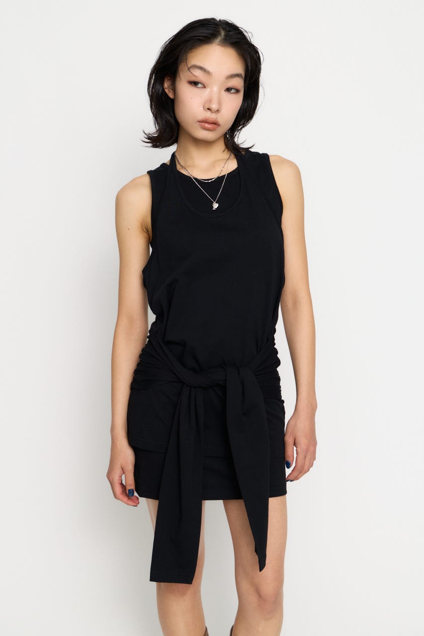 LAYERED HALTER NECK ワンピース BLK S