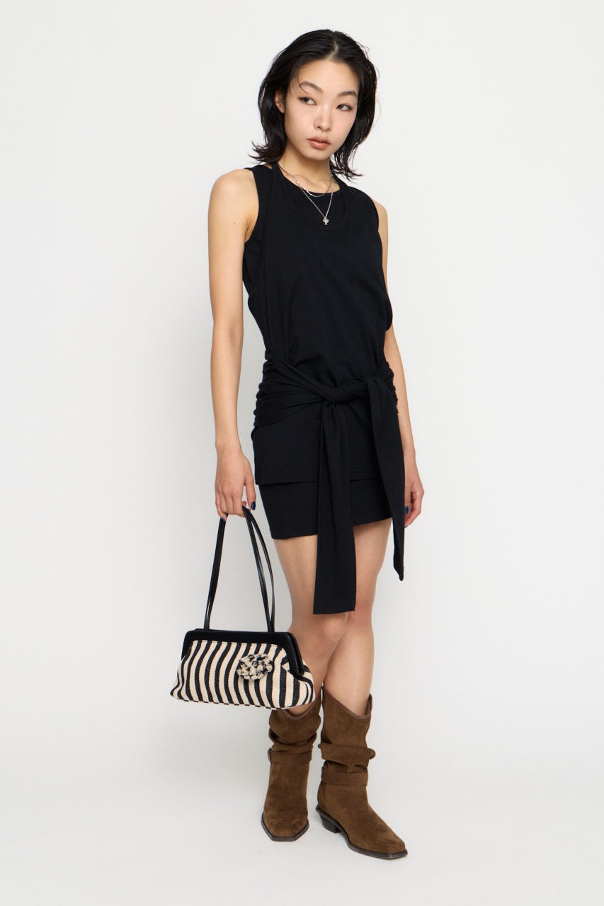 LAYERED HALTER NECK ワンピース BLK S