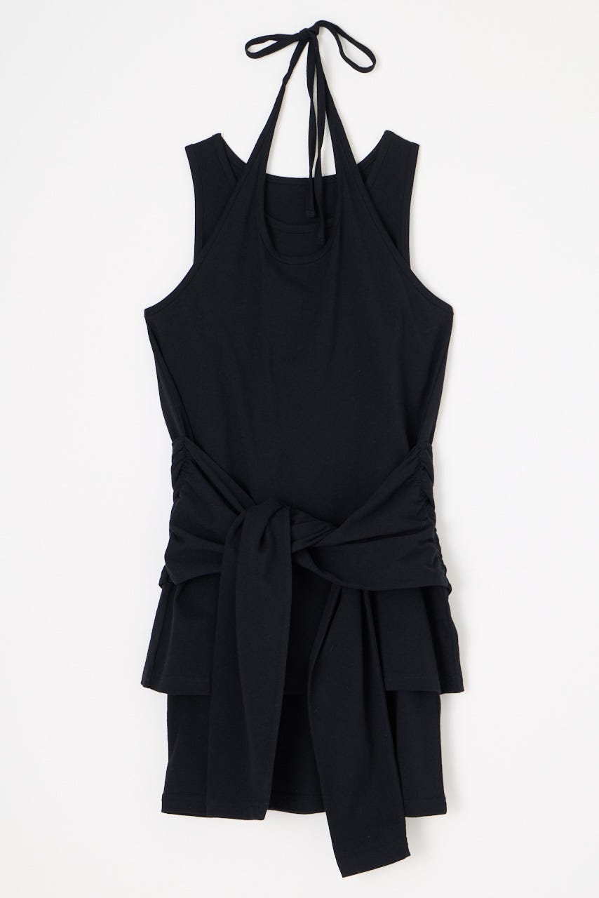 LAYERED HALTER NECK ワンピース BLK S