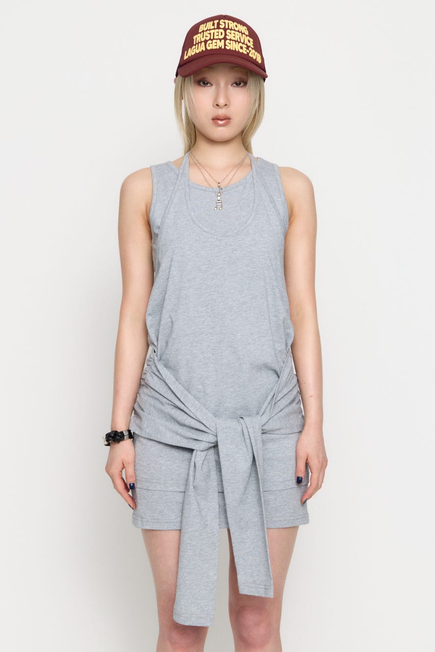 LAYERED HALTER NECK ワンピース GRY M