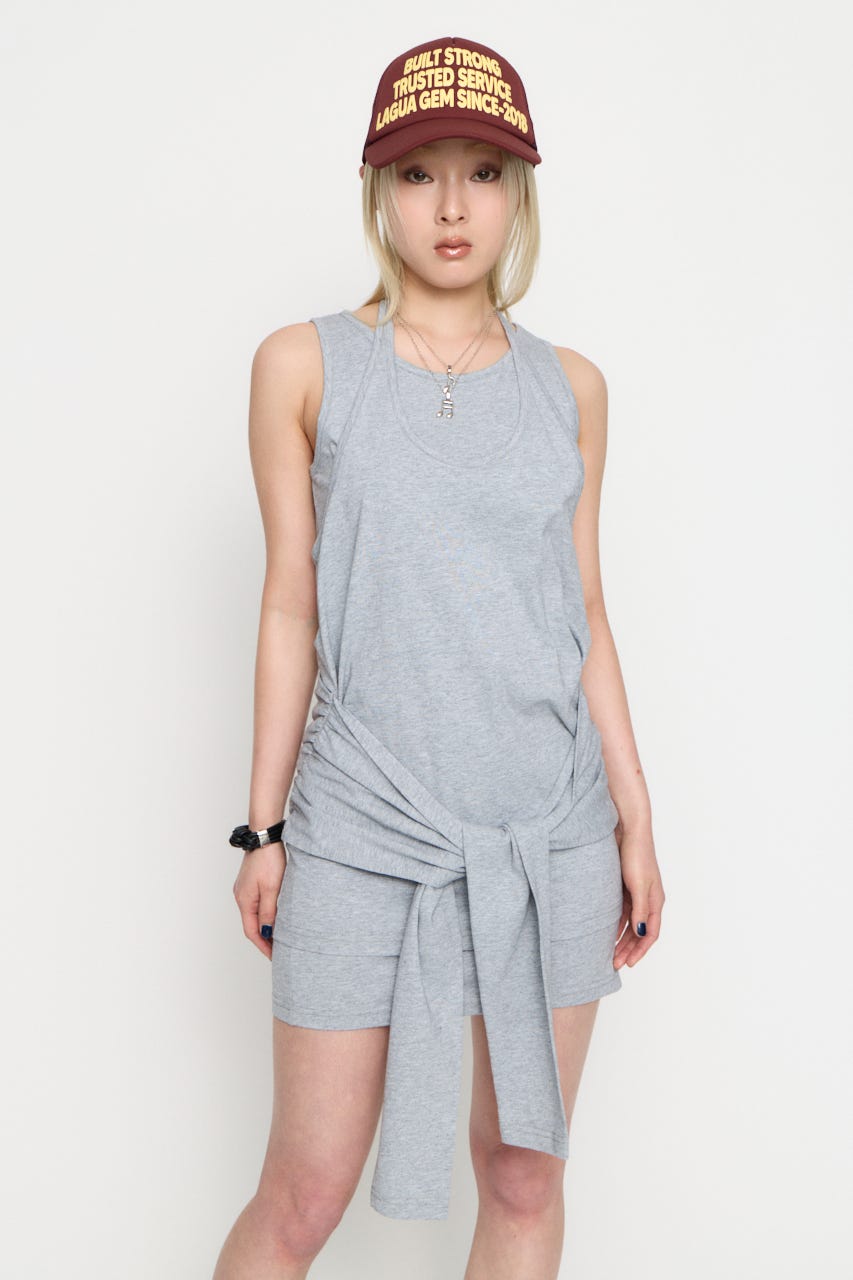 LAYERED HALTER NECK ワンピース GRY M