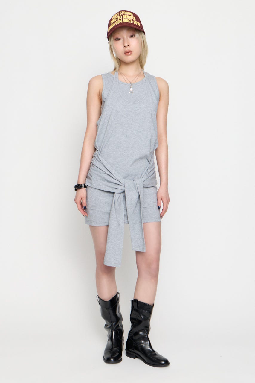 LAYERED HALTER NECK ワンピース GRY M