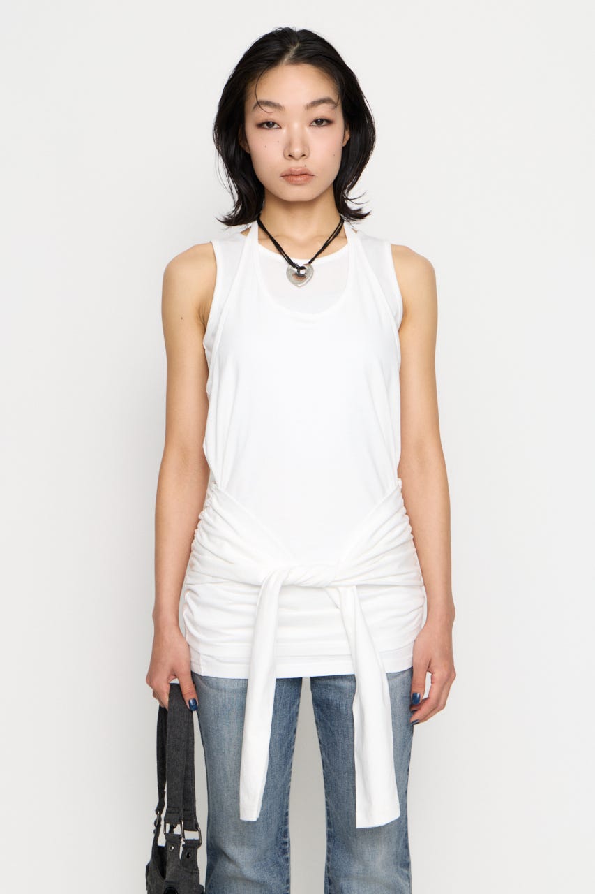 LAYERED HALTER NECK ワンピース WHT M