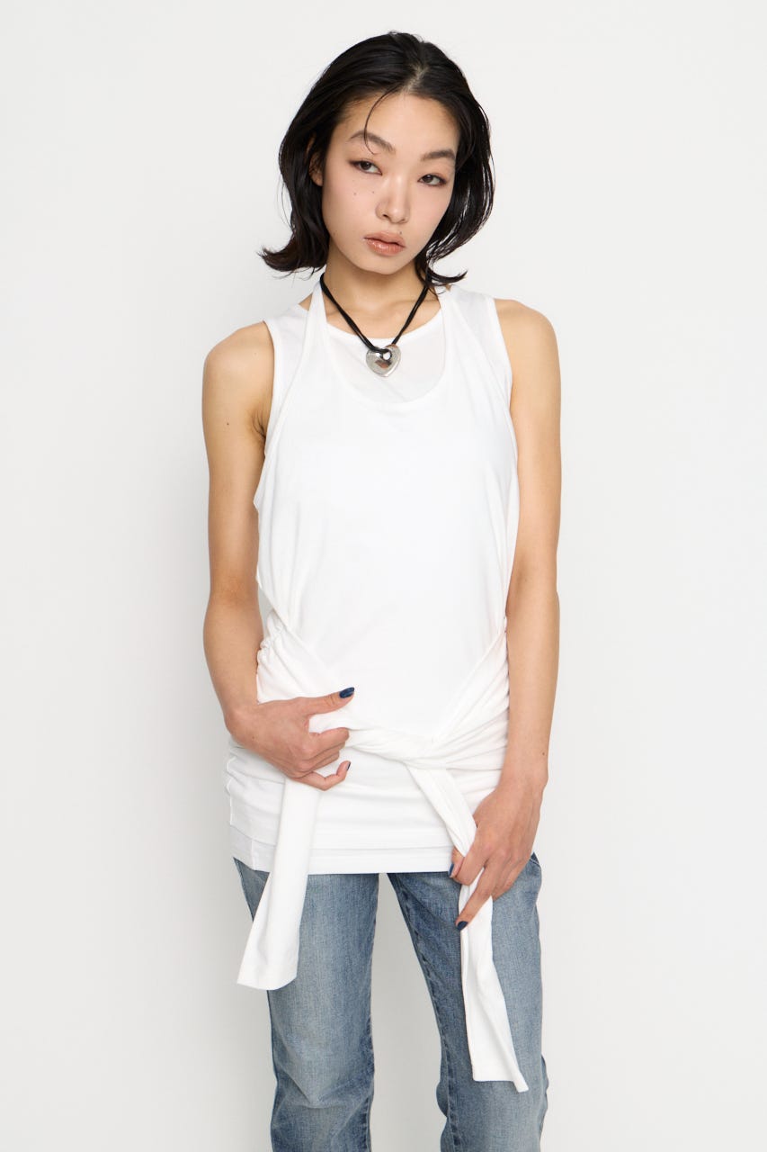 LAYERED HALTER NECK ワンピース WHT M