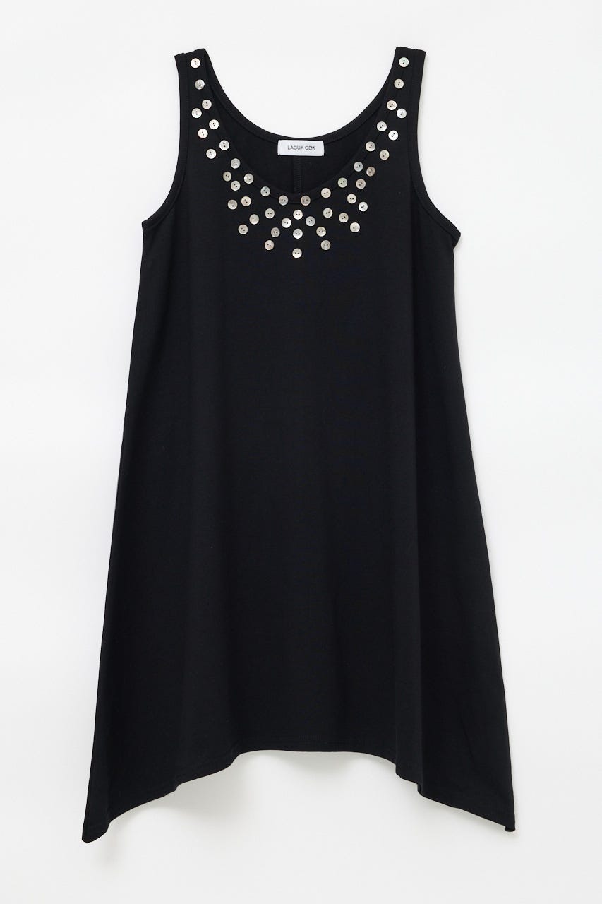 SHELL BUTTON ミニワンピース BLK S