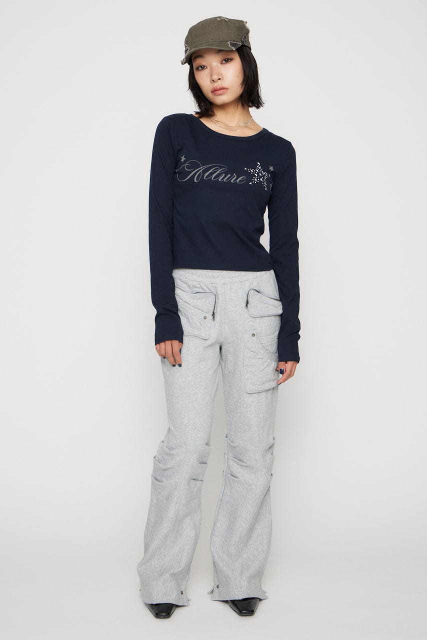 STAR MOTIF PRINT トップス NVY FREE