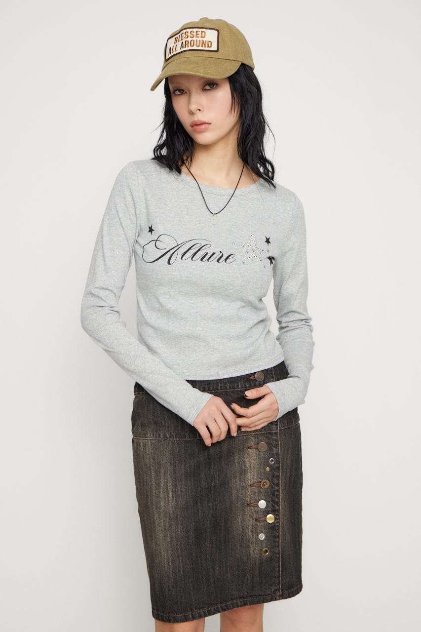 STAR MOTIF PRINT トップス T.GRY FREE