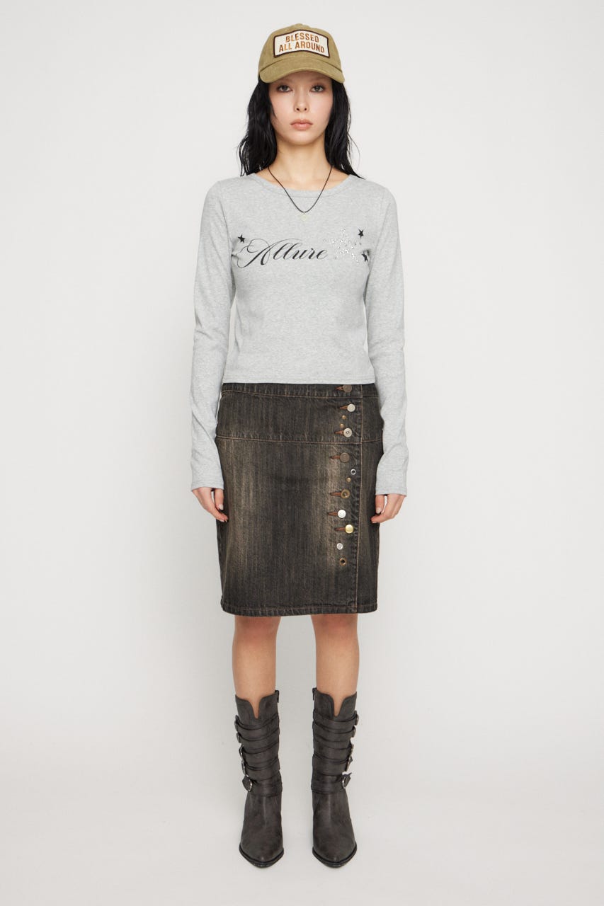 STAR MOTIF PRINT トップス T.GRY FREE