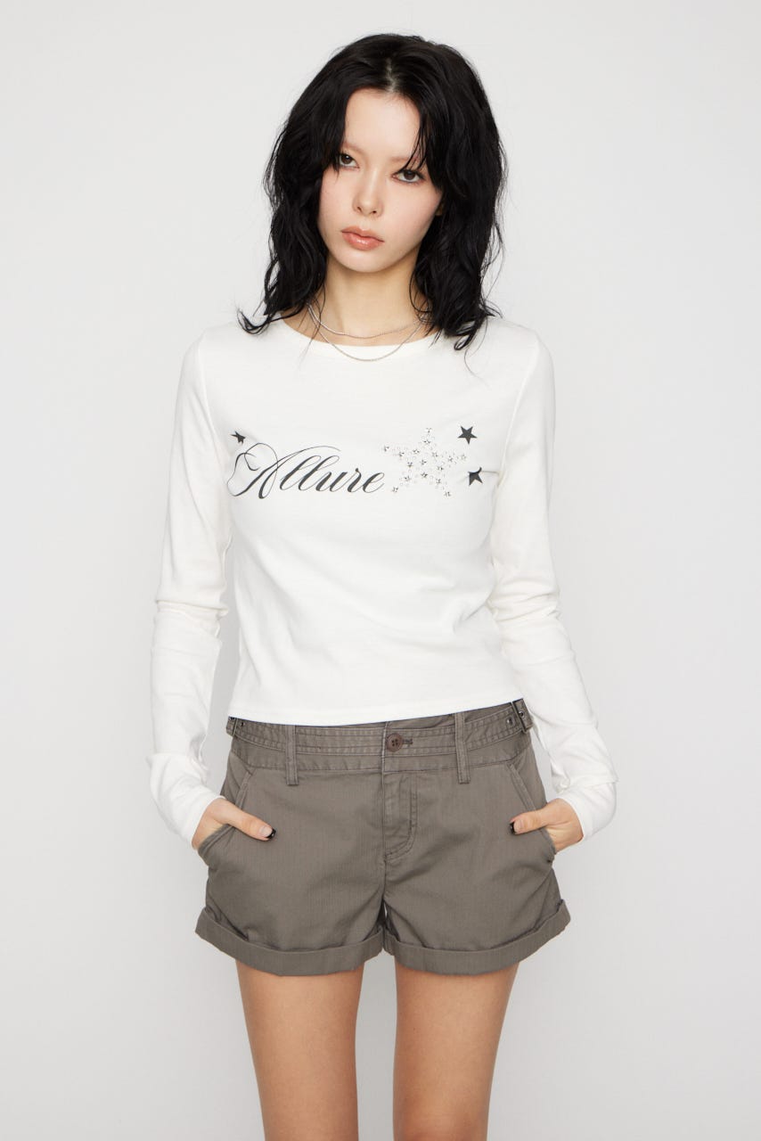 STAR MOTIF PRINT トップス WHT FREE