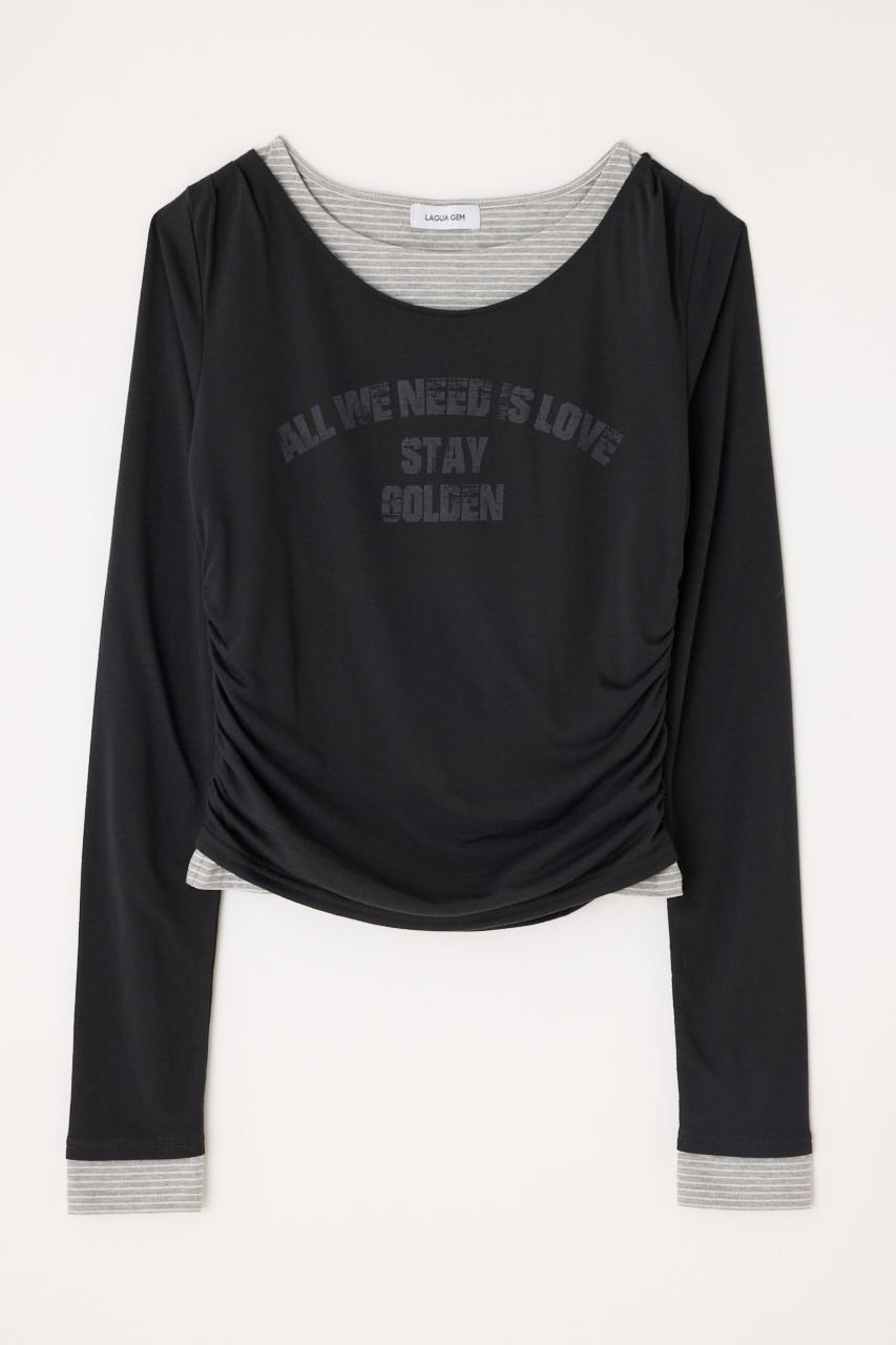 LAYERED BORDER ロングスリーブＴシャツ BLK FREE