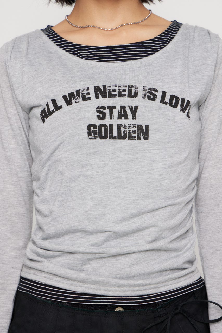 LAYERED BORDER ロングスリーブＴシャツ GRY FREE