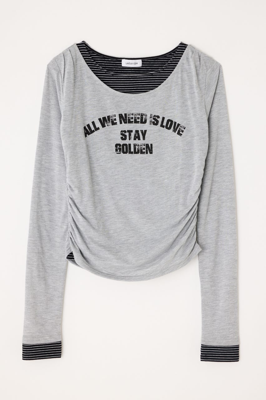 LAYERED BORDER ロングスリーブＴシャツ GRY FREE