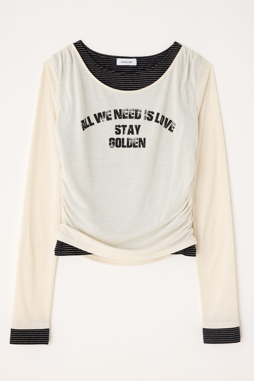 LAYERED BORDER ロングスリーブＴシャツ IVOY FREE