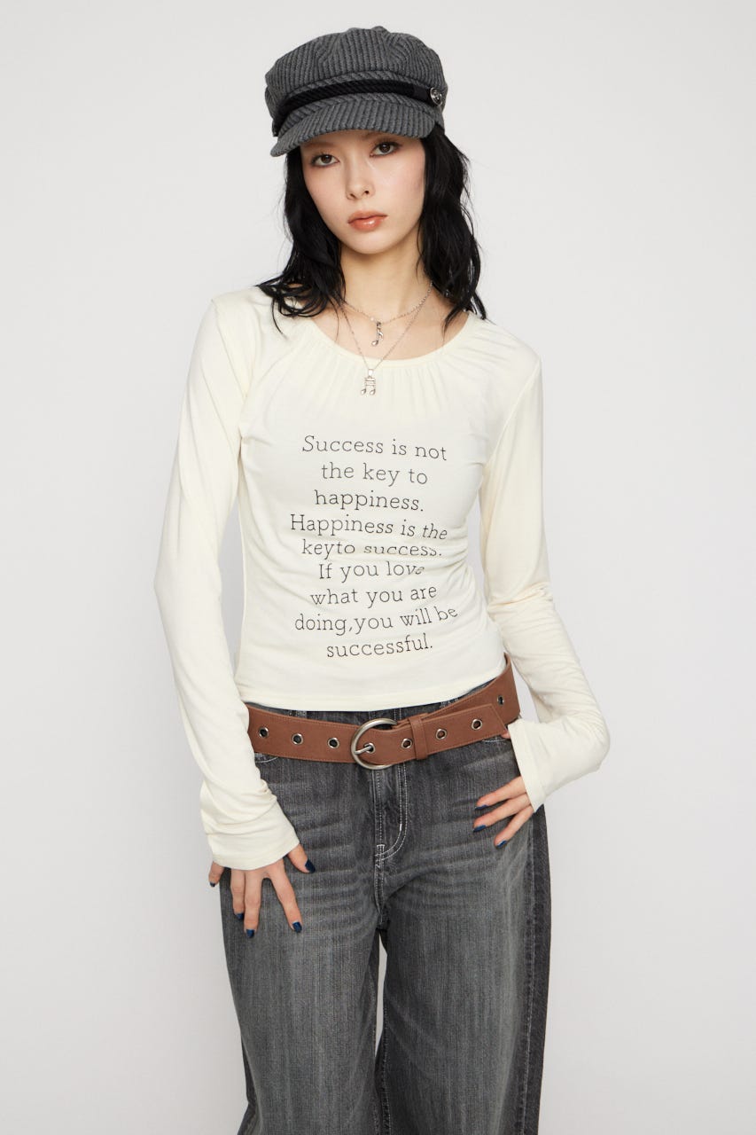 NECK GATHER PRINT トップス IVOY FREE