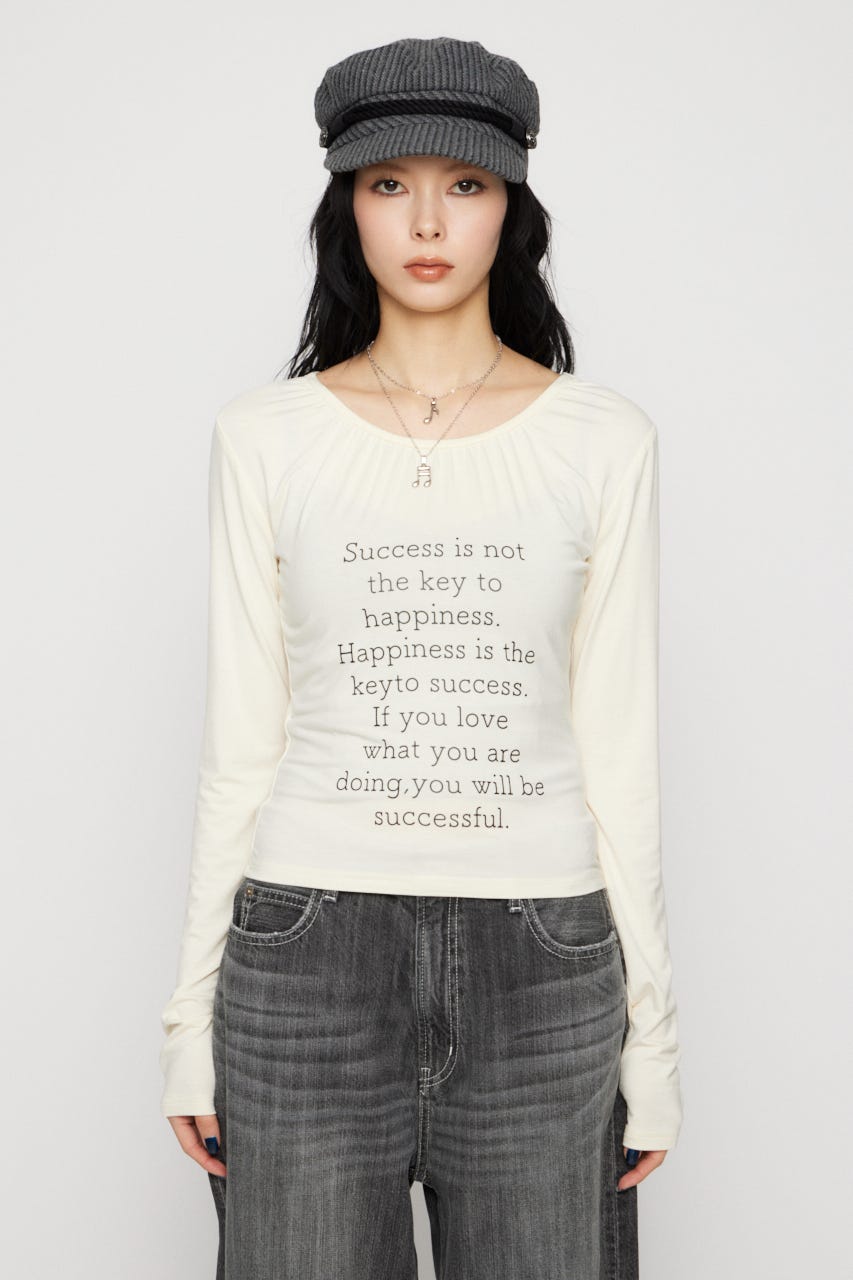 NECK GATHER PRINT トップス IVOY FREE