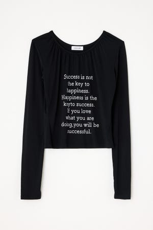 NECK GATHER PRINT トップス