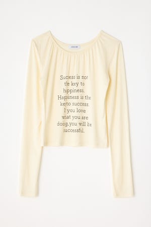 NECK GATHER PRINT トップス